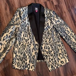 29. VINCE CAMUTO women's leopard print tuxedo blazer gorgeous glamorous 14